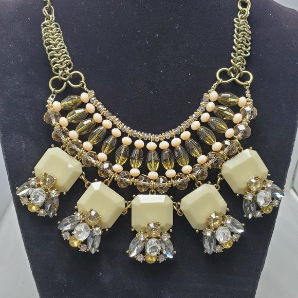 Ali Khan layered bead necklace antique gold chain with rhinestone and glass bead - Picture 3 of 6